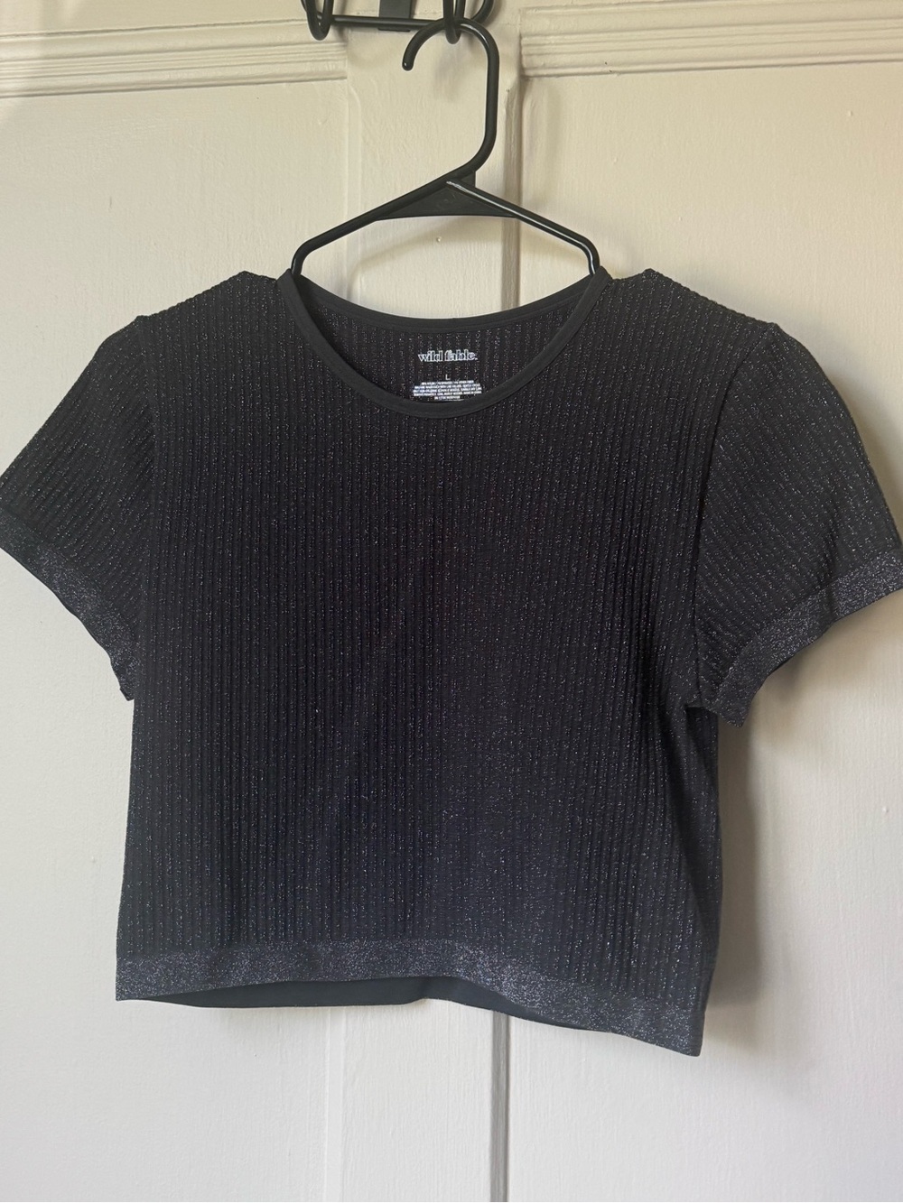 wild fable Black Sparkle Ribbed Crop Top